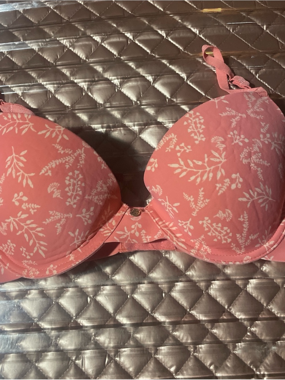 Lucky Brand Coral Pink Floral Push-Up Bra